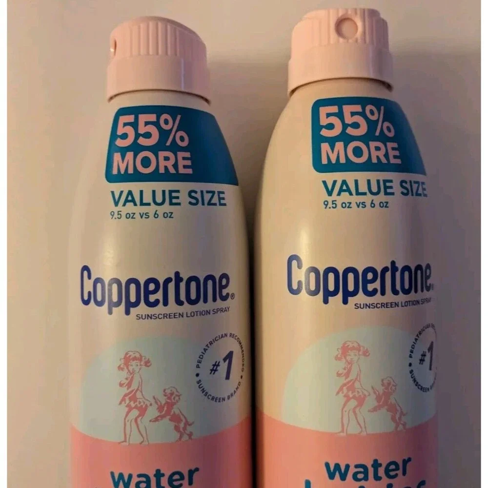 NEW 2 Coppertone Sunscreen Water Babies Lotion Spray, SPF 50 - 9.5 oz ea